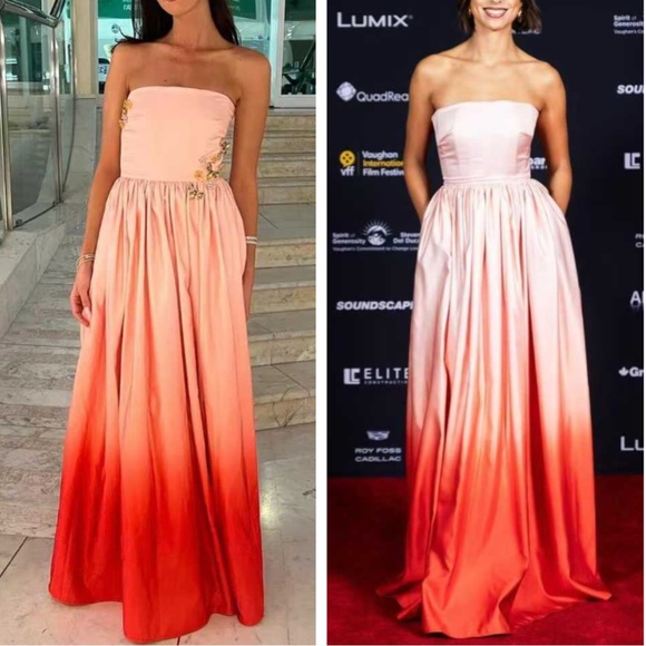 NWT SAU LEE Revolve Teigen Gown Maxi Dress Blush Red Ombre Event Party Cocktail - Picture 3 of 15